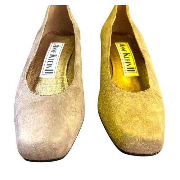 Anne Klein suede block-heel pumps taupe square toe 7.5M classic work minimalist - Picture 8 of 10